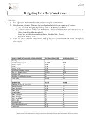 budgeting for baby worksheet