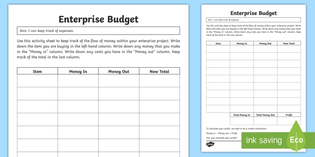 budgeting worksheet for adults