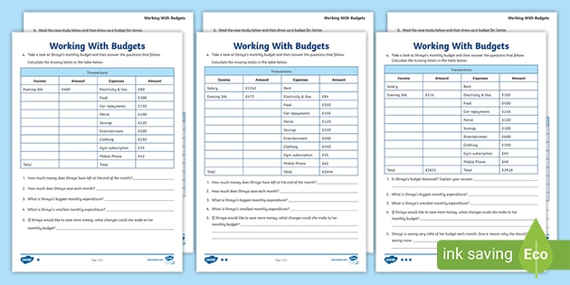 Budgeting Scenario Worksheets | Twinkl (teacher made)