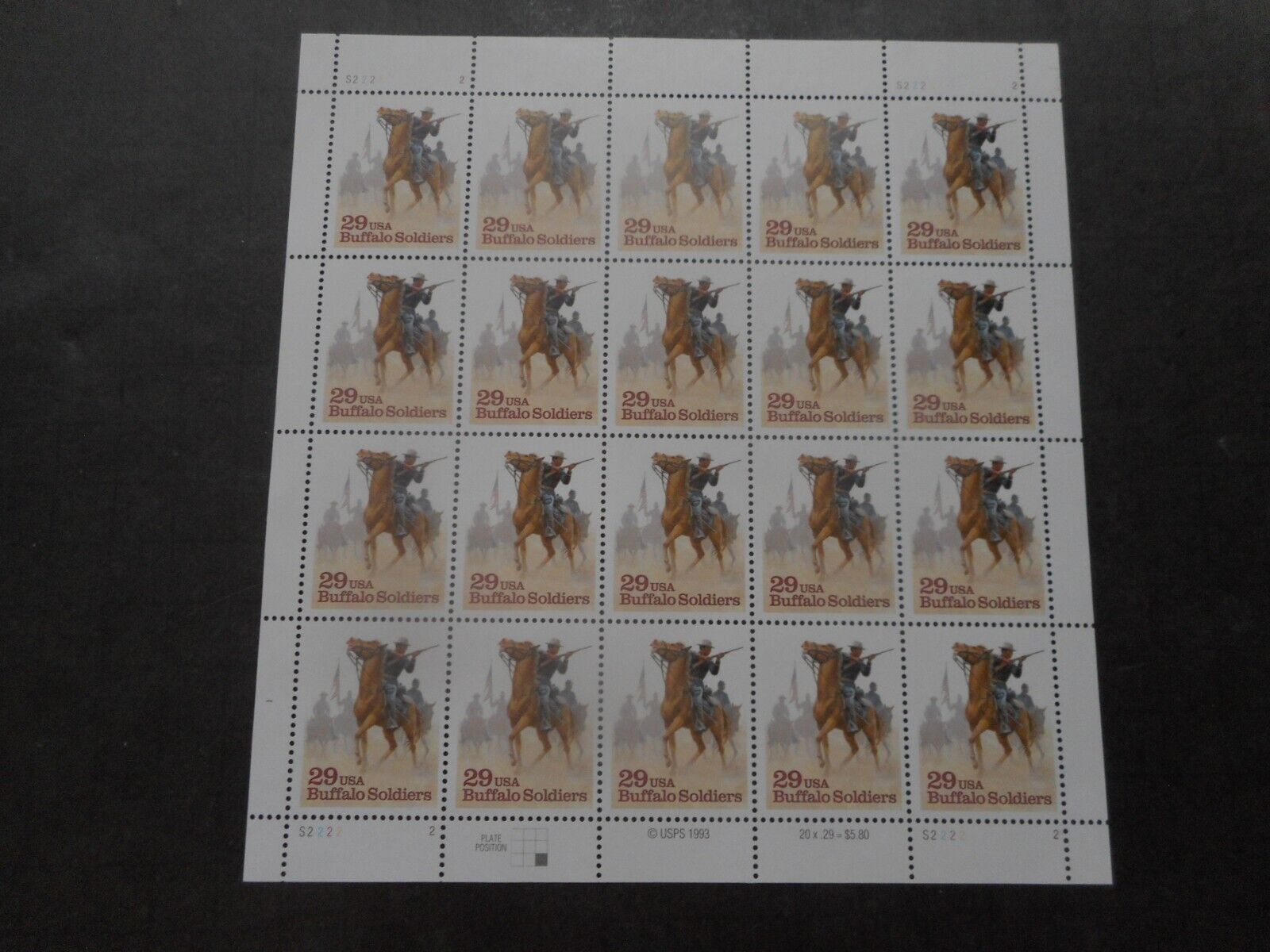 Scott 2818, 29 cent, Buffalo Soldiers, Sheet - رابین