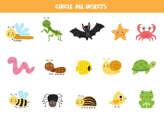 Premium Vector | Find all insects Educational worksheet for children