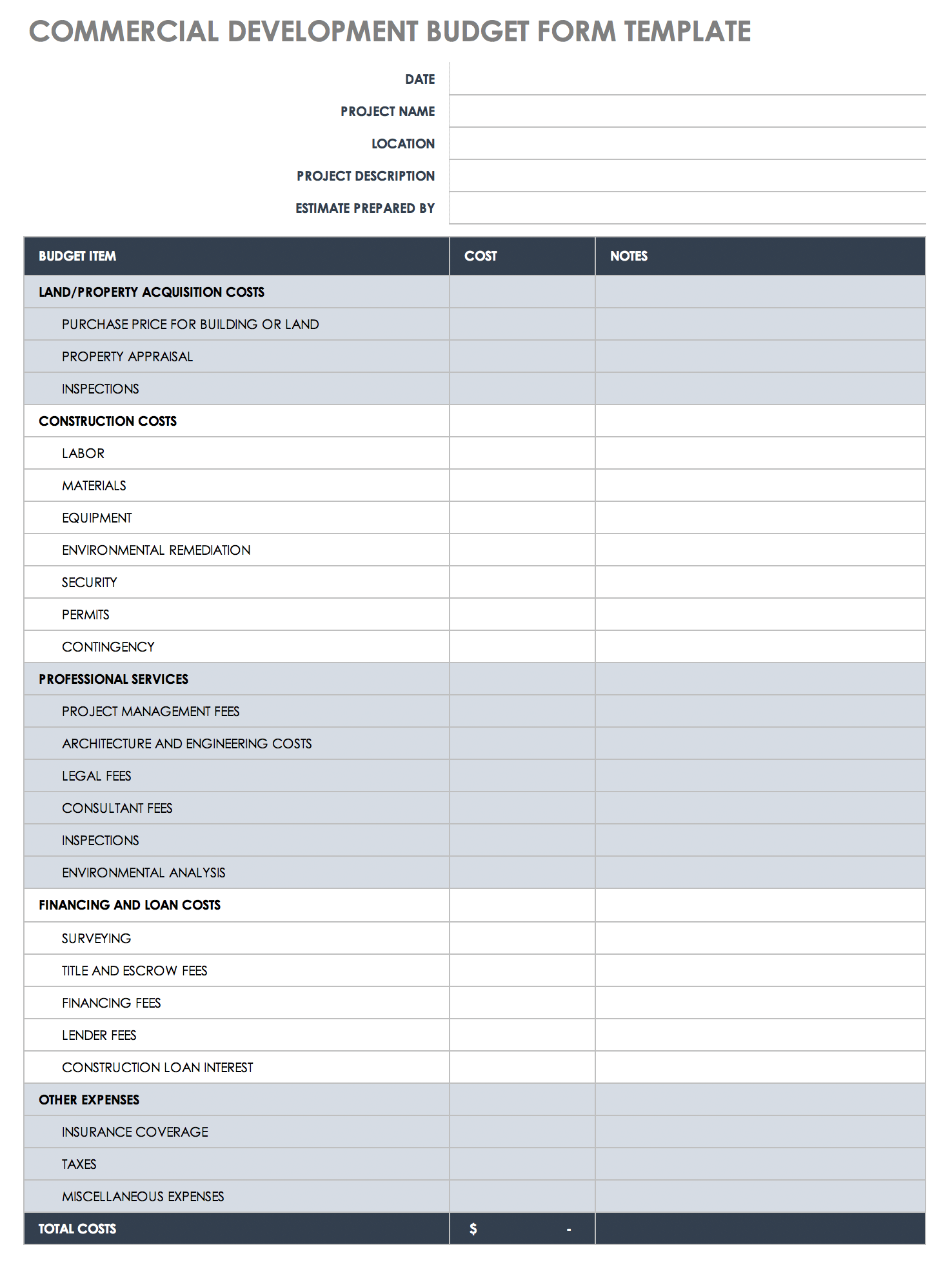 Free Construction Budget Templates | Smartsheet