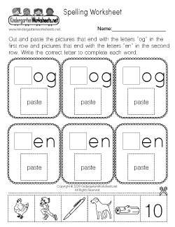 Spelling Worksheets for Kindergarten (Free Printables)