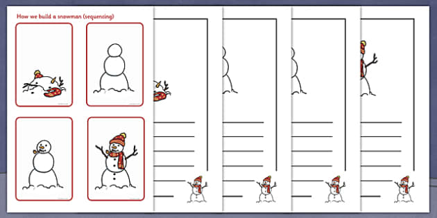 FREE! - How To Build a Snowman Sequencing Worksheet - Twinkl