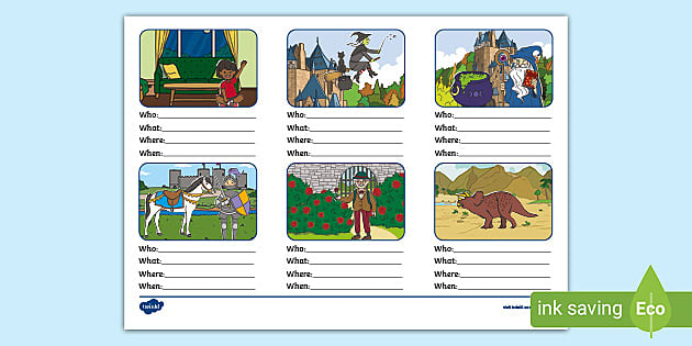 Who, What, Where, When Sentence Building Worksheet / Worksheet