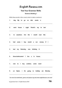 Test Your Grammar Skills: Sentence Building 1 Worksheet for 2nd ...