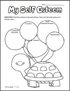 building self esteem in children worksheet