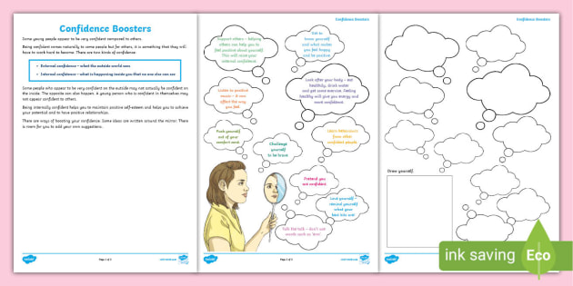 FREE! - Confidence Boosters Worksheet (teacher made)