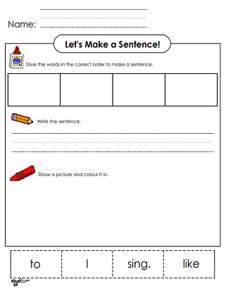 building sentences worksheet