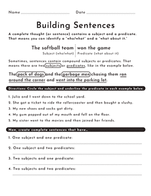 Building Sentences | Worksheet 