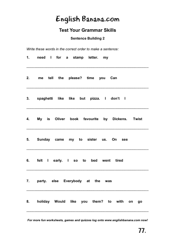 Sentence Building 2 | English Banana