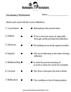 Vocabulary Worksheets | Worksheets Worksheets