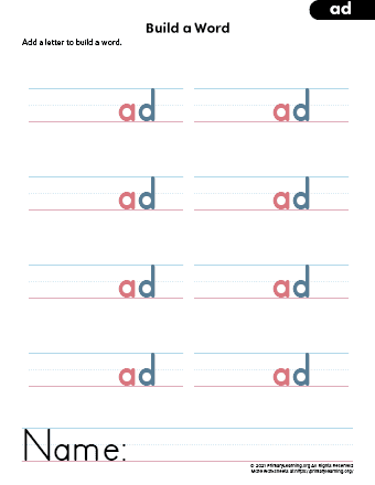 Building Words - AD Word Family Printables  