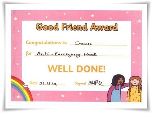 bullying certificates