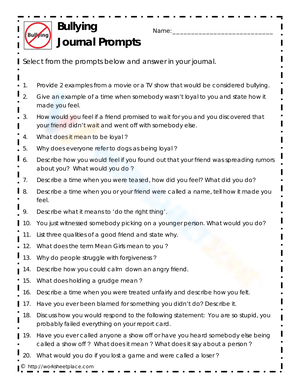 bullying journal prompts