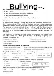 BULLYING (1 / 5 / 09) - ESL worksheet by tricia973
