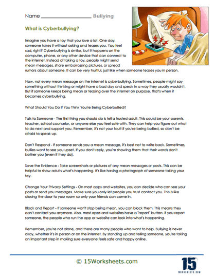 bullying scenarios worksheet