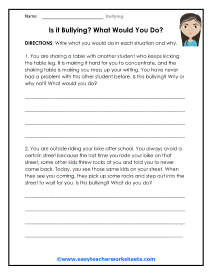 bullying worksheet elementary