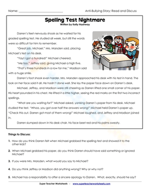 Free Printable Bullying Worksheets for Kids and Adults