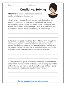 bullying worksheet for elementary students