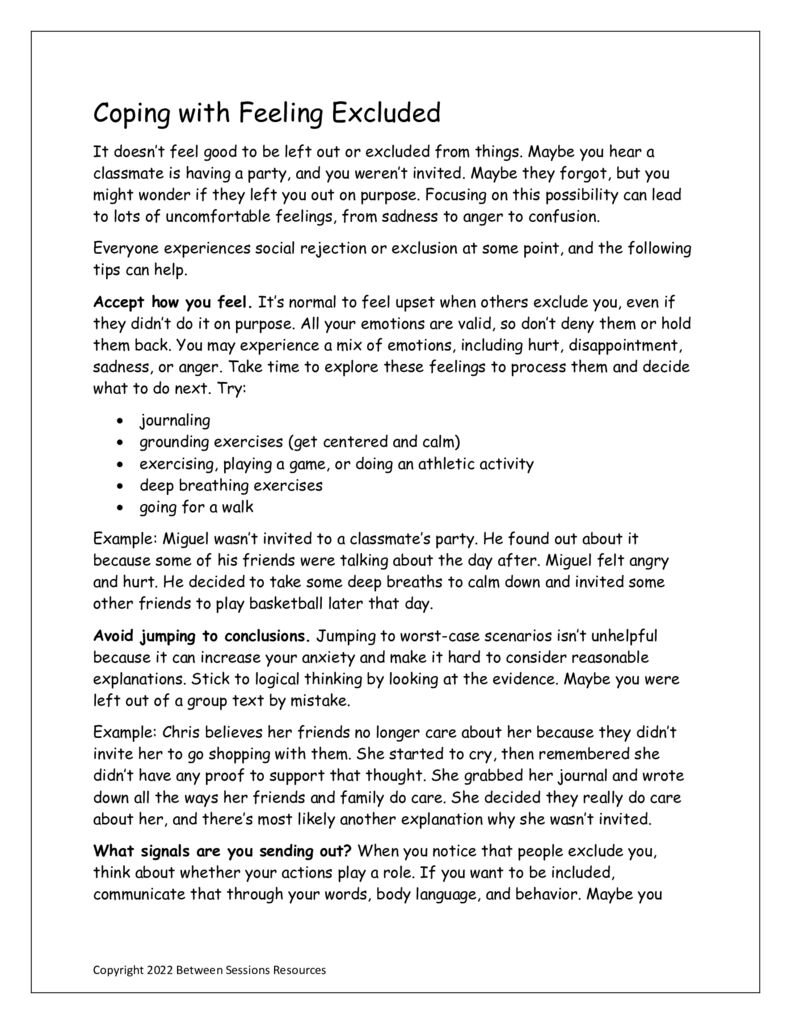 bullying worksheet for teens