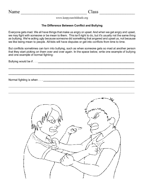 bullying worksheet for teens