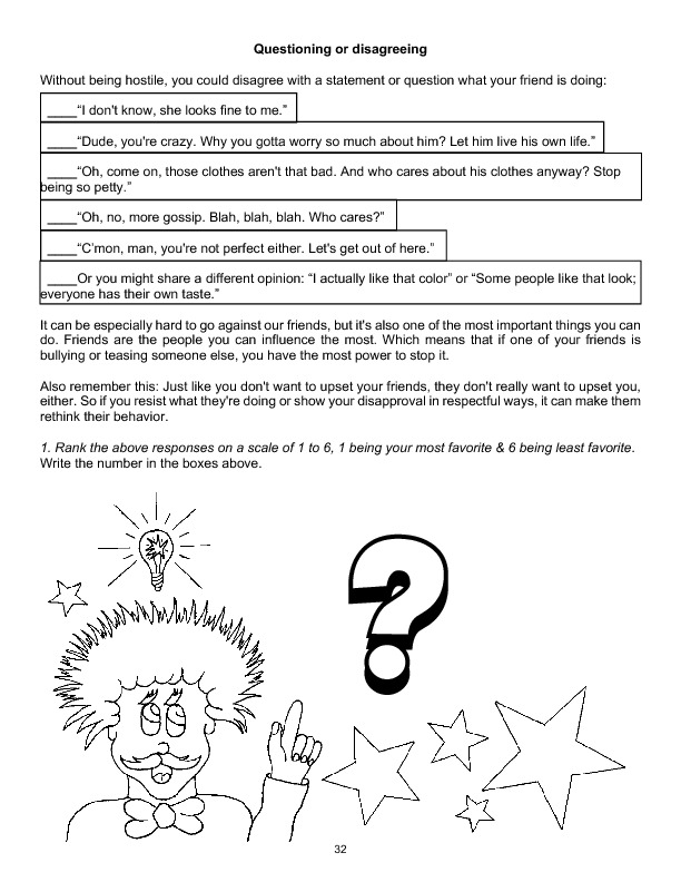 Free Bullying Worksheets &  Workbooks