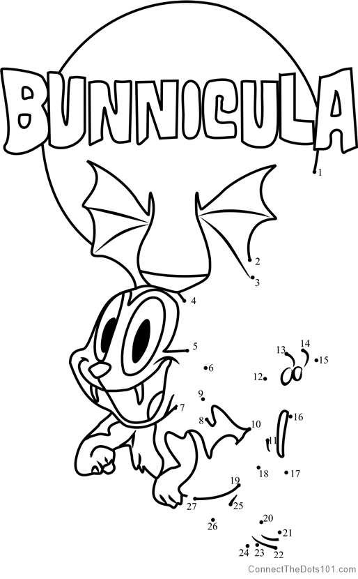 Bunnicula Flying dot to dot printable worksheet - Connect The Dots