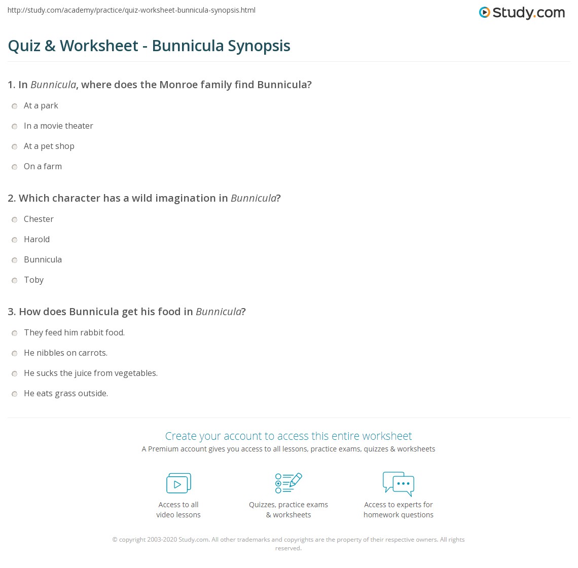 Quiz &  Worksheet - Bunnicula Synopsis | Study.com