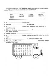 bus safety worksheet