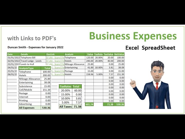 business expenses worksheet