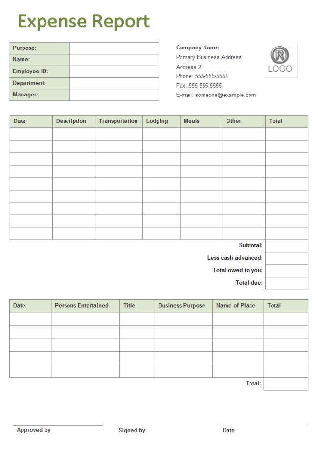 business expenses worksheet