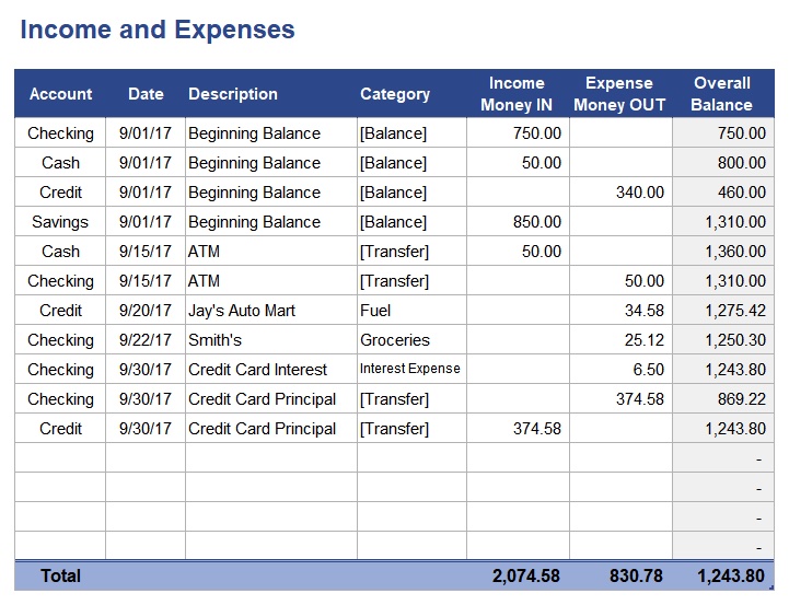 business expenses worksheet