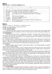 business organization worksheet
