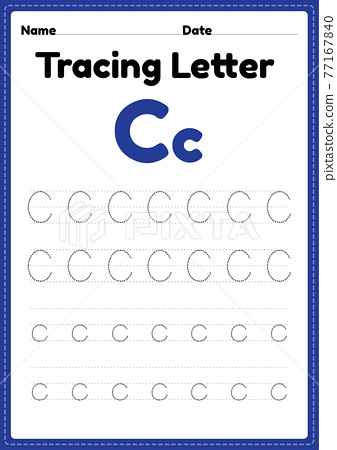 Tracing letter c alphabet worksheet for... - Stock Illustration ...