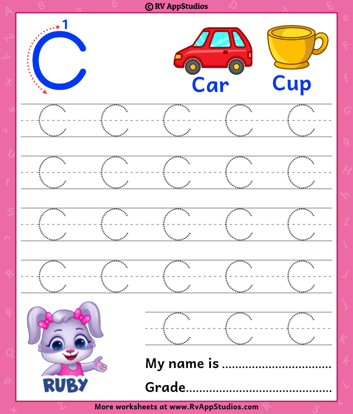 Capital Letter C Tracing Worksheet | Trace Uppercase Letter C