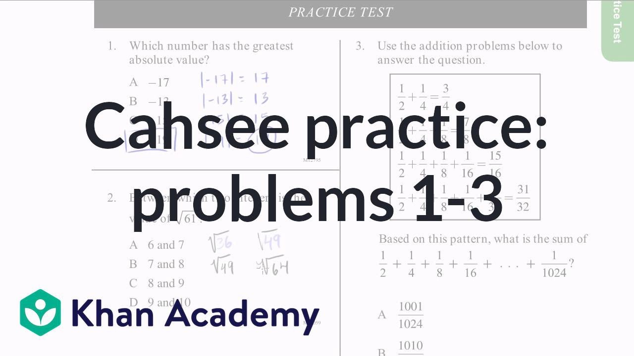 CAHSEE practice Problems 13 CAHSEE Khan Academy Worksheets Library