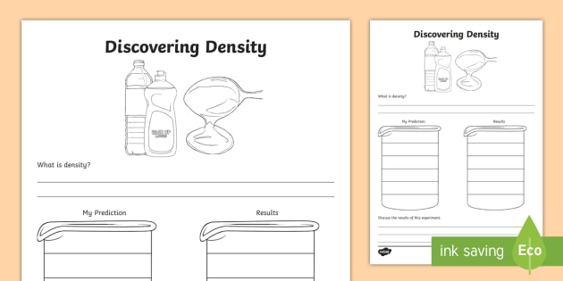 Discovering Density Worksheet (teacher made) - Twinkl
