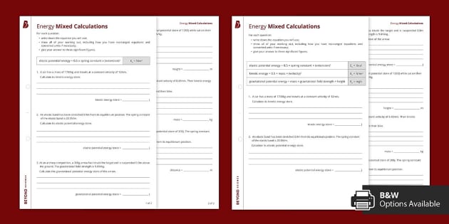 Answered: POTENTIAL &  KINETIC ENERGIES WORKSHEET… | bartleby