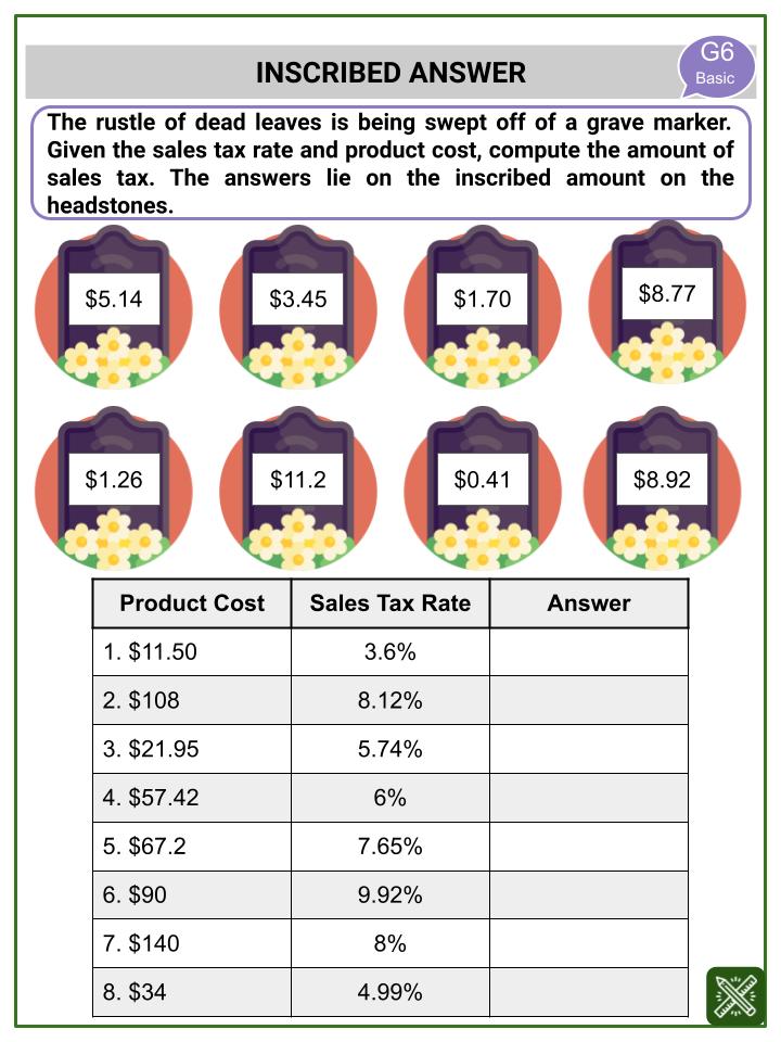 calculating sales tax worksheet