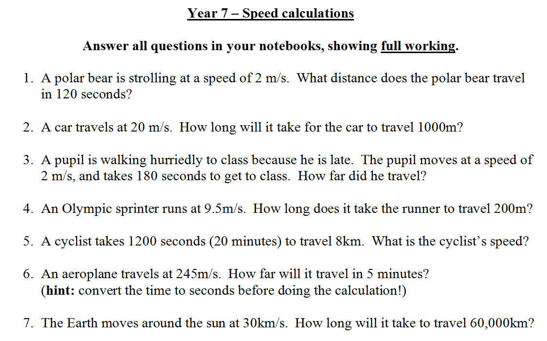 Speed Problems Worksheet With Answers Pdf Fill Online, Printable