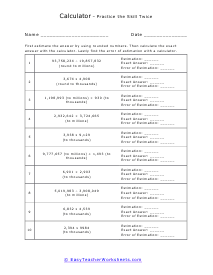 Calculator Worksheets