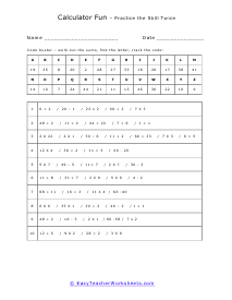 calculator practice worksheet middle school