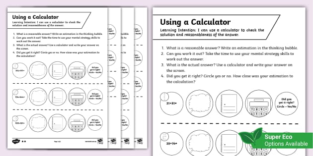Using a Calculator Worksheets | Primary Teaching Resources