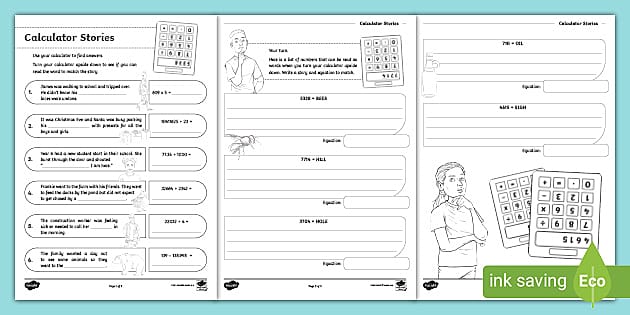 calculator words worksheet