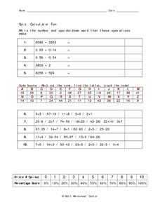 Quiz: Calculator Fun Worksheet for 7th - 8th Grade | Lesson Planet