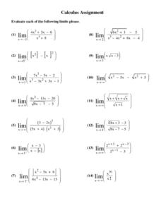 Calculus Limits Worksheets :: 49 - 72