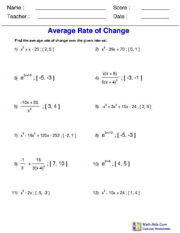 Calculus Worksheets | Differentiation Rules Worksheets