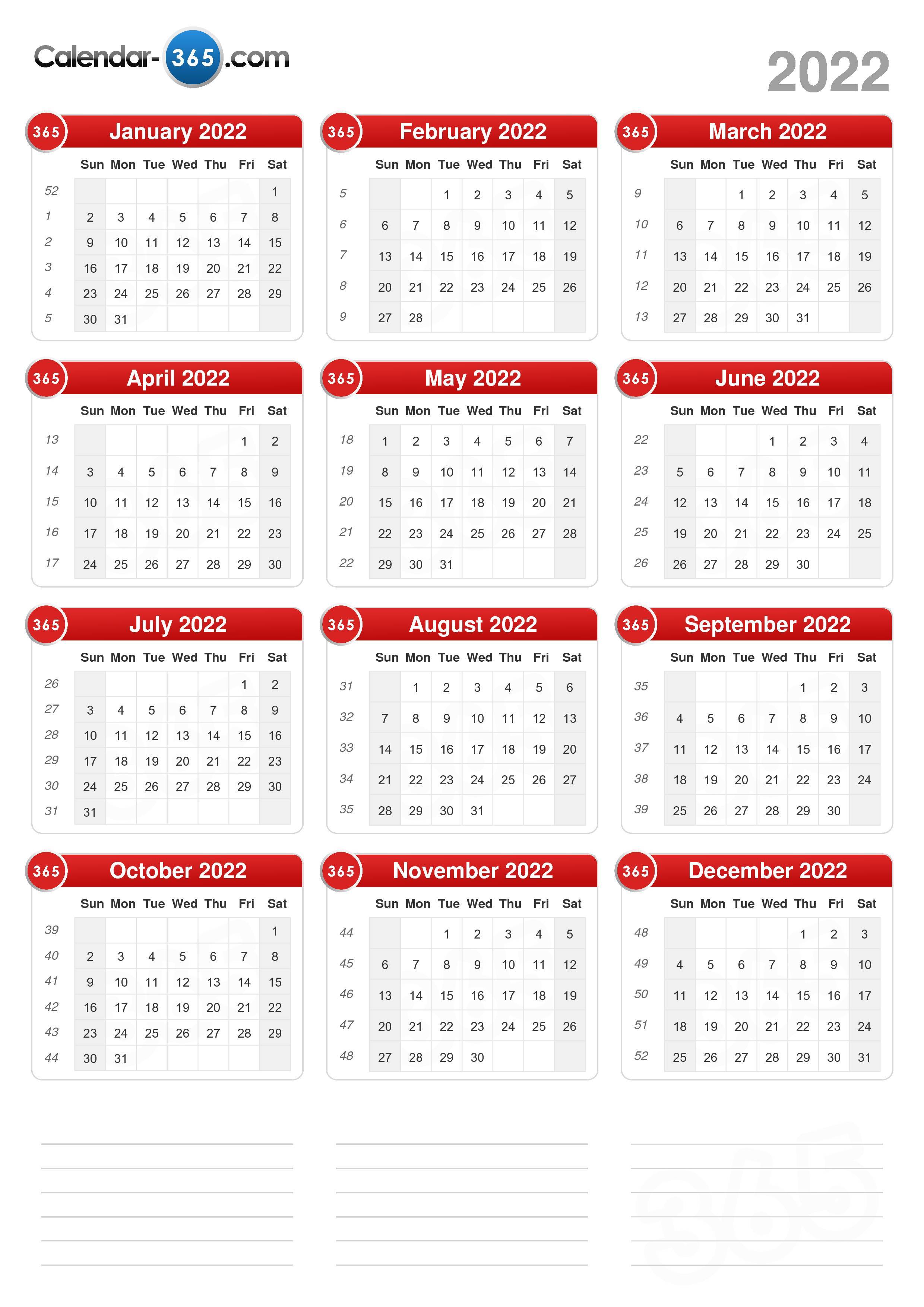 2022 Calendar