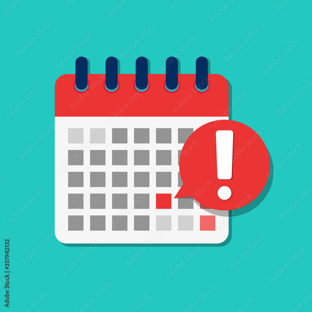Flat calendar deadline icon. Important schedule date for business ...